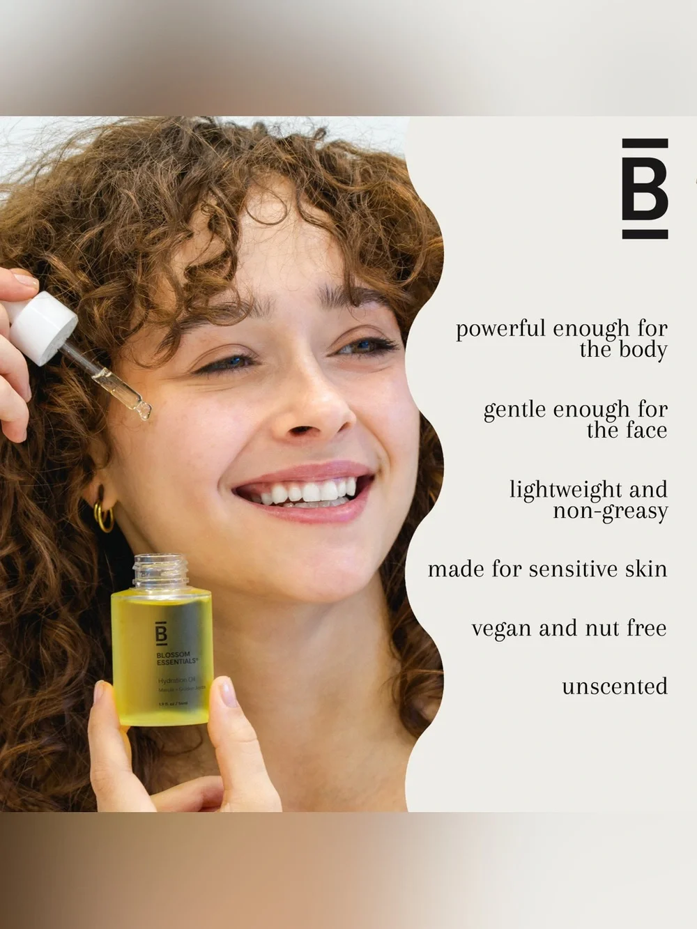 Blossom Essentials Hydration Oil sensitive skin vegan unscented skincare